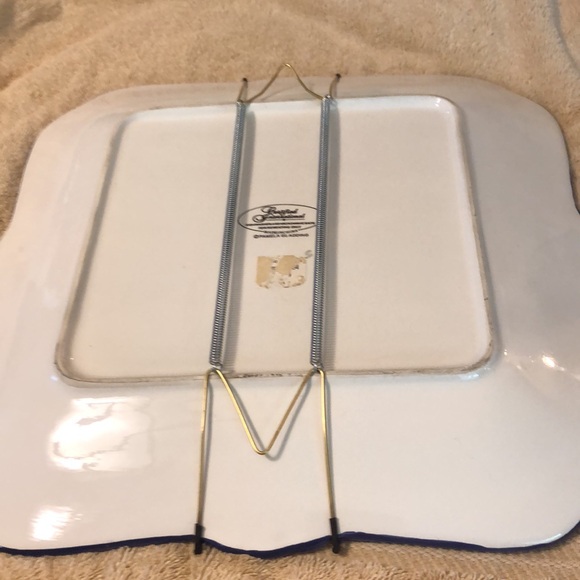 Certified International Pamela Gladding Blue Rooster Square 13.5” Platter - Picture 4 of 4